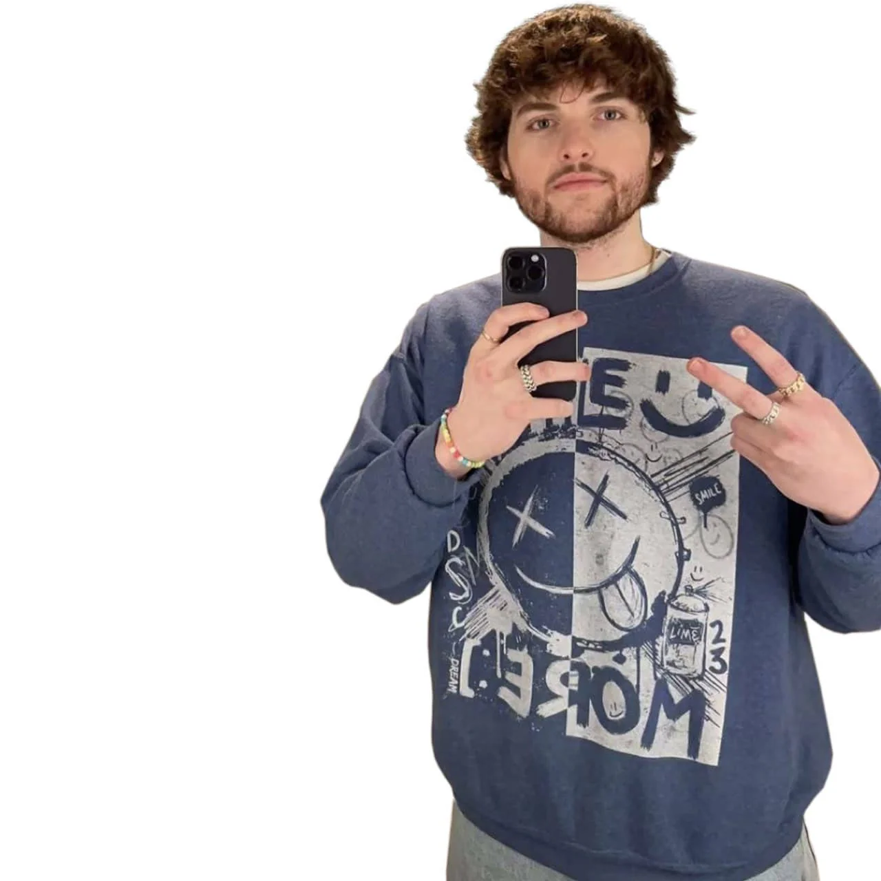 April MEMBERS ONLY Blue Smile More Sweatshirt - Image 2