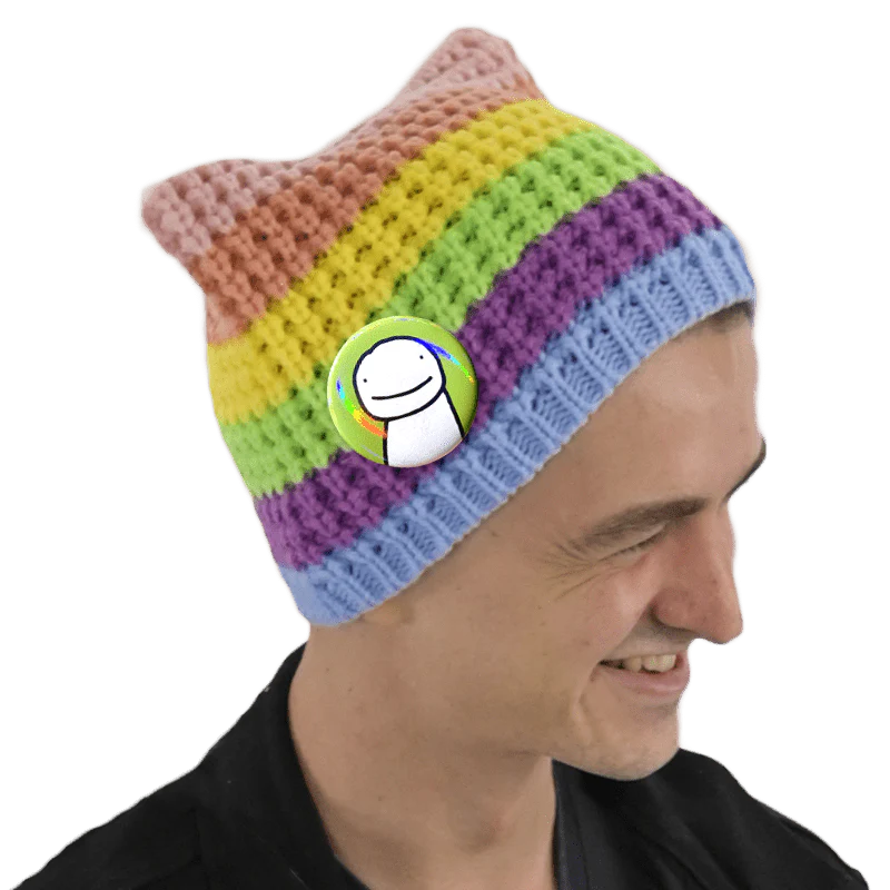 VidCon 2025 Dream Pastel Rainbow Cat Beanie with Blob Button
